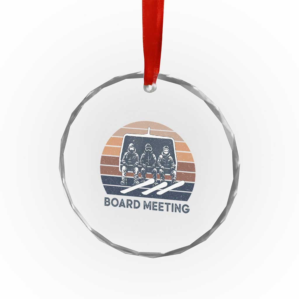 Funny Snowboarding Board Meeting Crystal Glass Ornament Retro Chairlift Snowboarders Powder Junkies - Wonder Print Shop