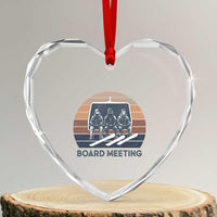 Funny Snowboarding Board Meeting Heart Crystal Glass Ornament Retro Chairlift Snowboarders Powder Junkies - Wonder Print Shop