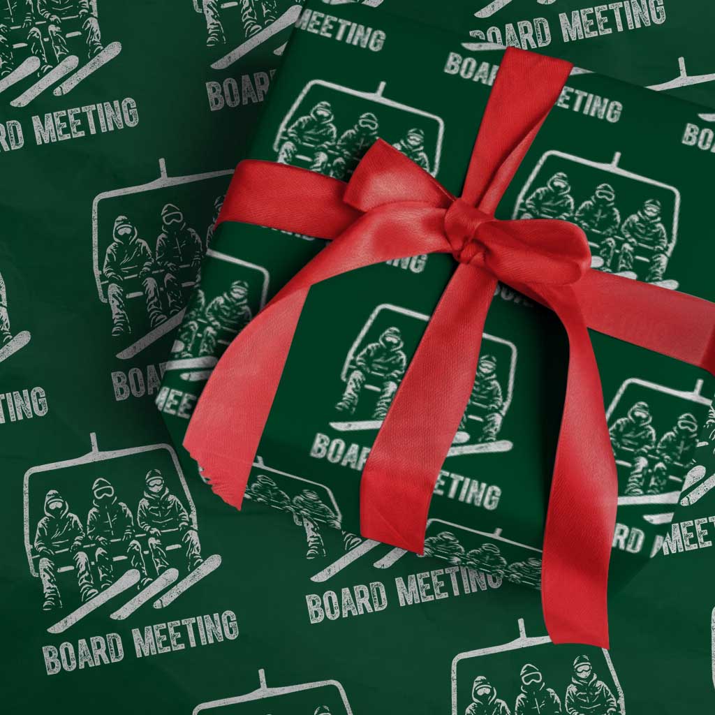 Funny Snowboarding Board Meeting Wrapping Paper Roll Chairlift Snowboarders Powder Junkies - Wonder Print Shop