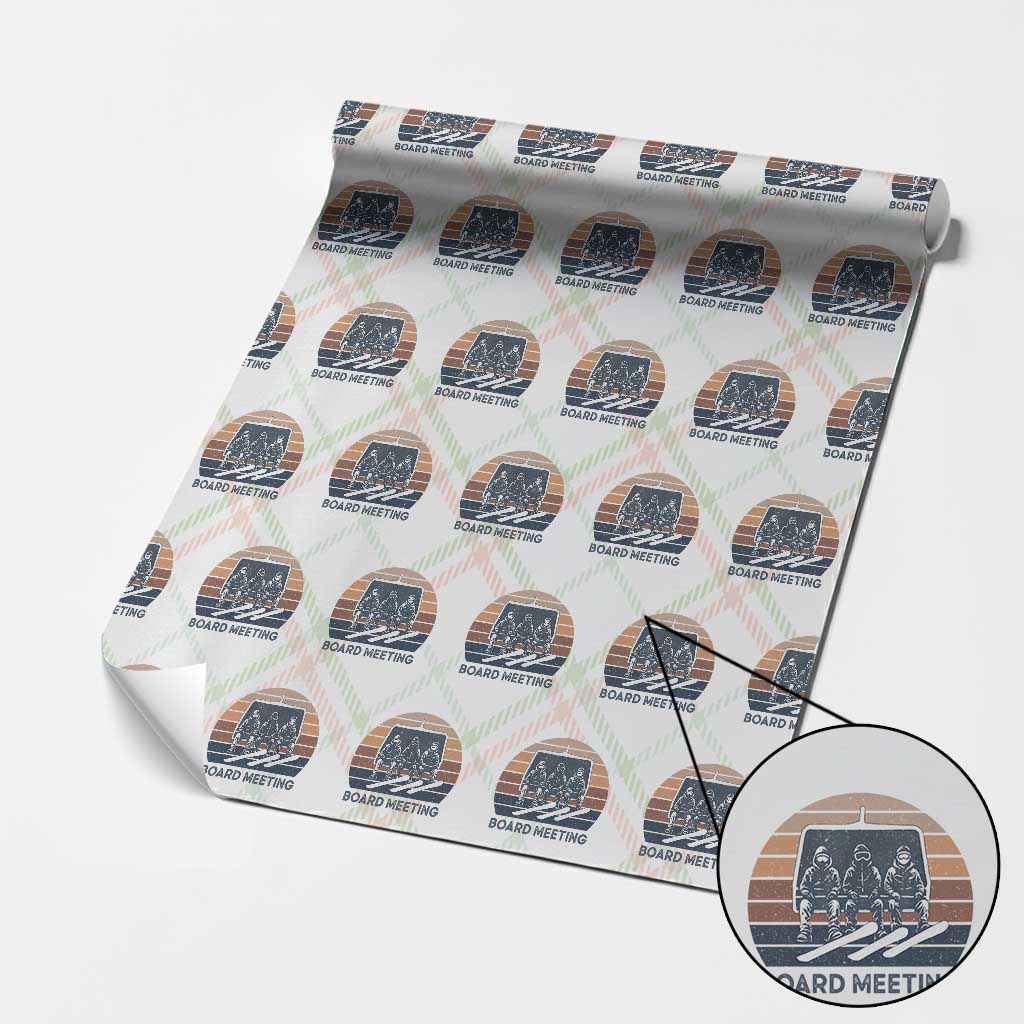 Funny Snowboarding Board Meeting Wrapping Paper Roll Retro Chairlift Snowboarders Powder Junkies - Wonder Print Shop