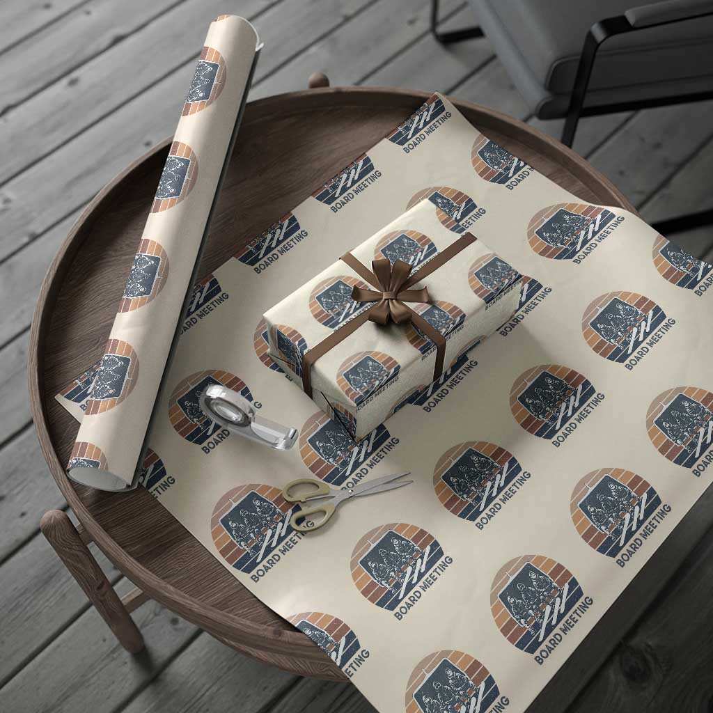 Funny Snowboarding Board Meeting Wrapping Paper Roll Retro Chairlift Snowboarders Powder Junkies - Wonder Print Shop