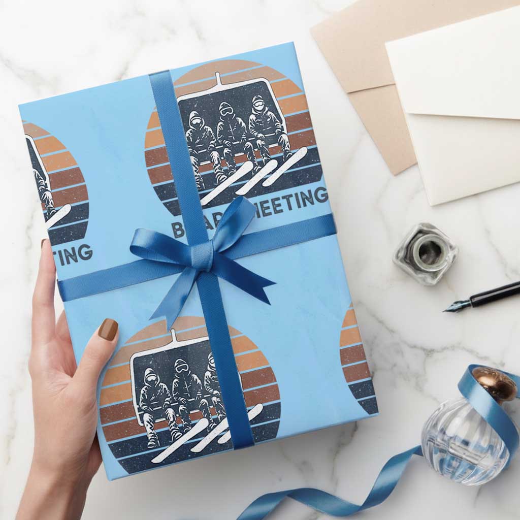 Funny Snowboarding Board Meeting Wrapping Paper Roll Retro Chairlift Snowboarders Powder Junkies - Wonder Print Shop