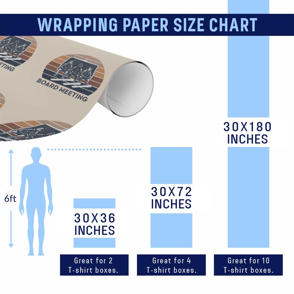 Funny Snowboarding Board Meeting Wrapping Paper Roll Retro Chairlift Snowboarders Powder Junkies - Wonder Print Shop