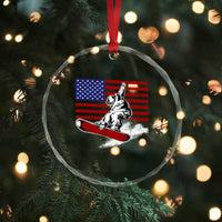 Funny Snowboarding Lover American Flag Winter Sport Crystal Glass Ornament - Wonder Print Shop
