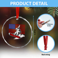 Funny Snowboarding Lover American Flag Winter Sport Crystal Glass Ornament - Wonder Print Shop