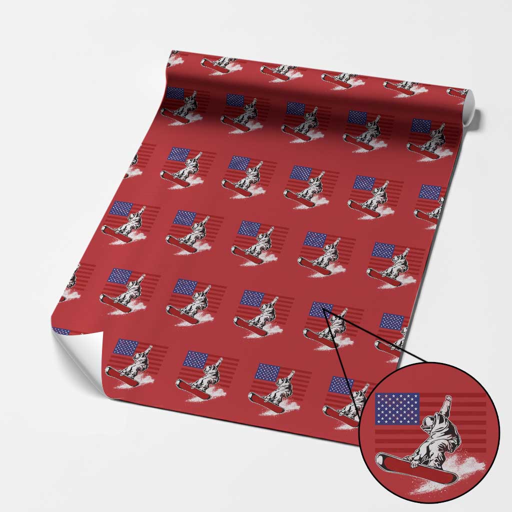 Funny Snowboarding Lover American Flag Winter Sport Wrapping Paper Roll - Wonder Print Shop