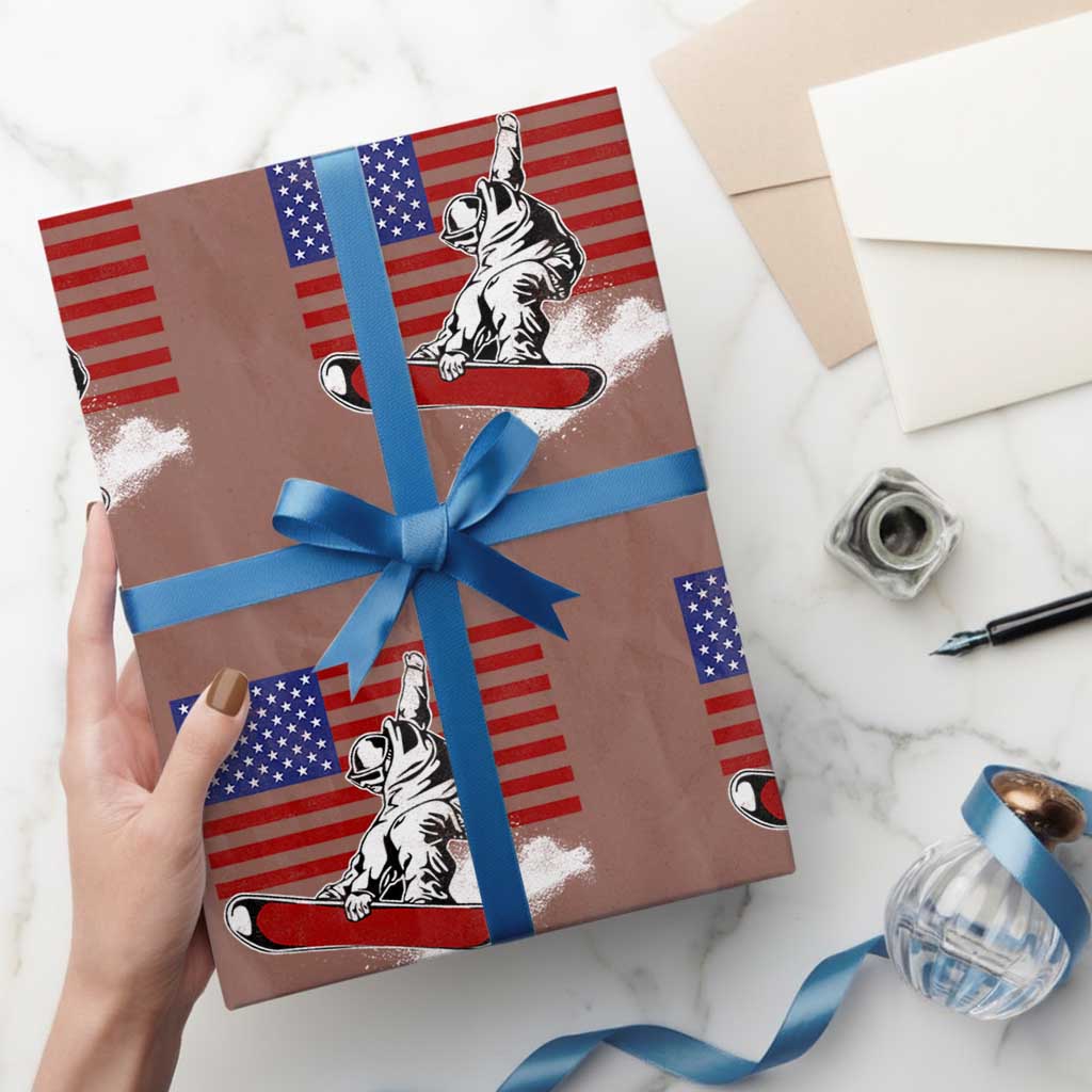 Funny Snowboarding Lover American Flag Winter Sport Wrapping Paper Roll - Wonder Print Shop