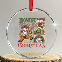 Funny Snowman Cowboy Howdy Christmas Crystal Glass Ornament Western Holiday Gift - Wonder Print Shop
