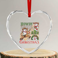Funny Snowman Cowboy Howdy Christmas Heart Crystal Glass Ornament Western Holiday Gift - Wonder Print Shop