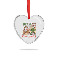 Funny Snowman Cowboy Howdy Christmas Heart Crystal Glass Ornament Western Holiday Gift - Wonder Print Shop