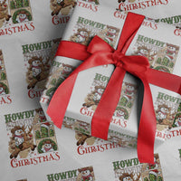 Funny Snowman Cowboy Howdy Christmas Wrapping Paper Roll Western Holiday Gift - Wonder Print Shop