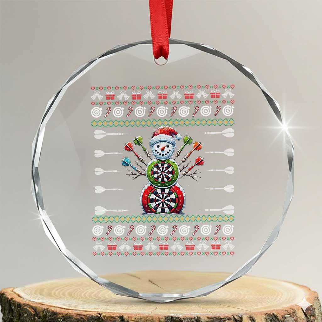 Funny Snowman Dartboard Crystal Glass Ornament Dartist Ugly Christmas Gift - Wonder Print Shop