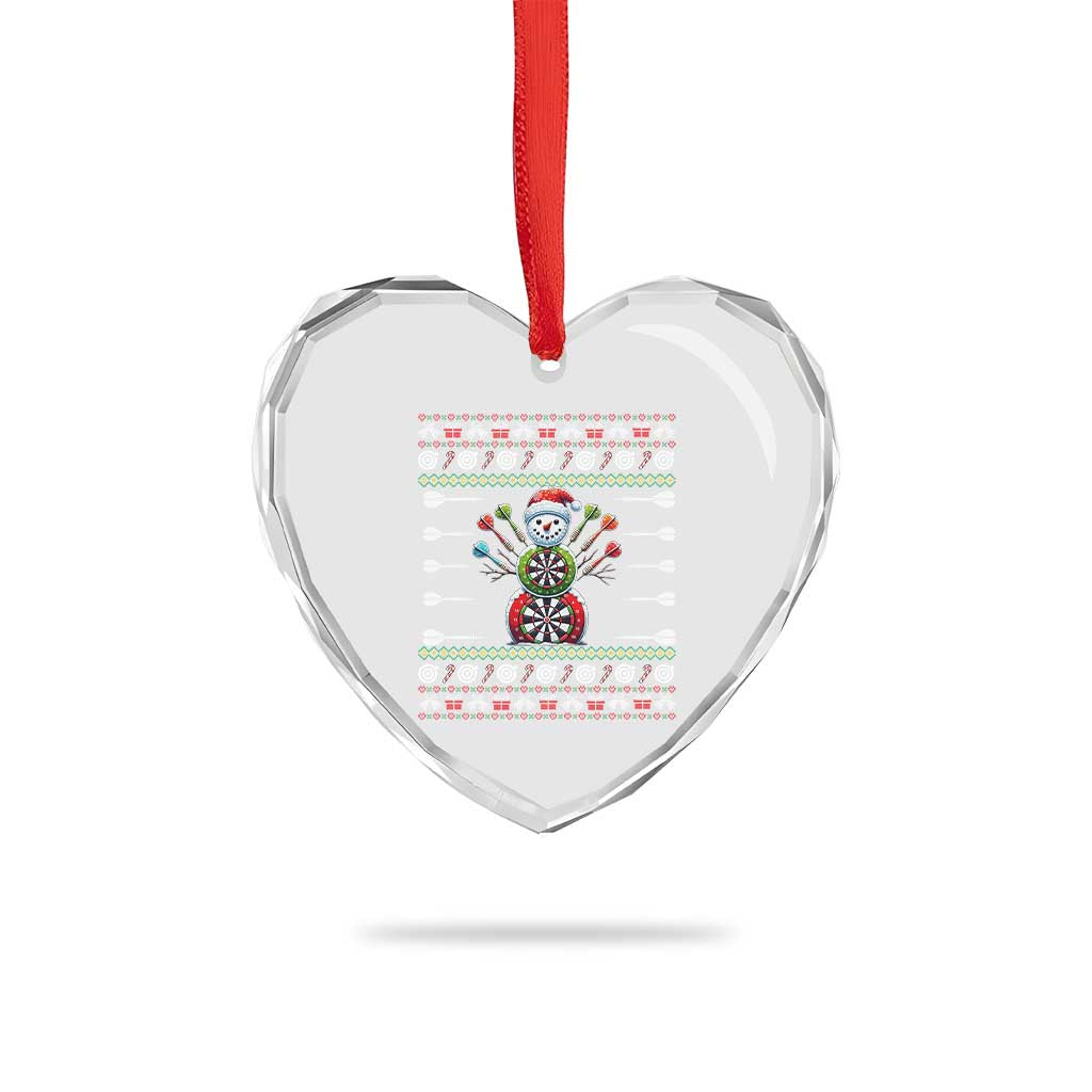 Funny Snowman Dartboard Heart Crystal Glass Ornament Dartist Ugly Christmas Gift - Wonder Print Shop