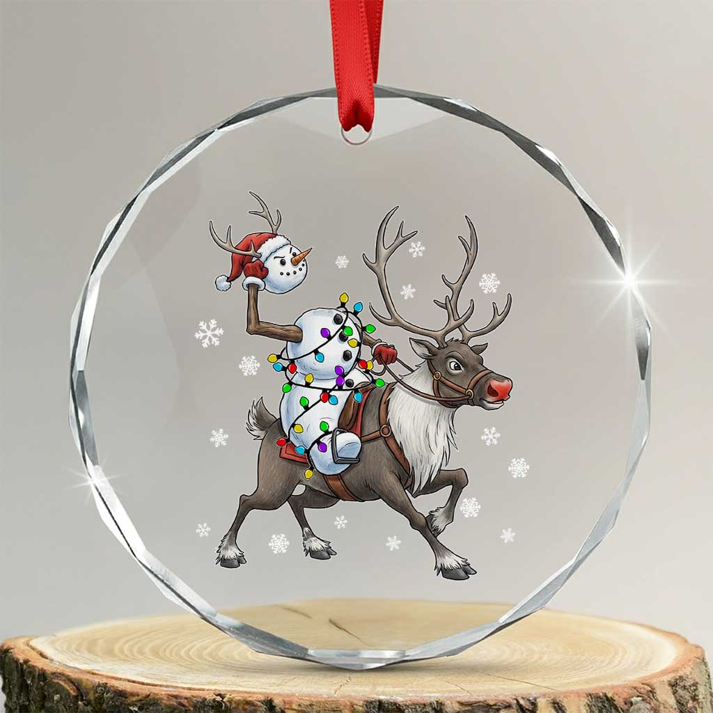 Funny Snowman Headless Horseman Crystal Glass Ornament Christmas Halloween Gift TS12