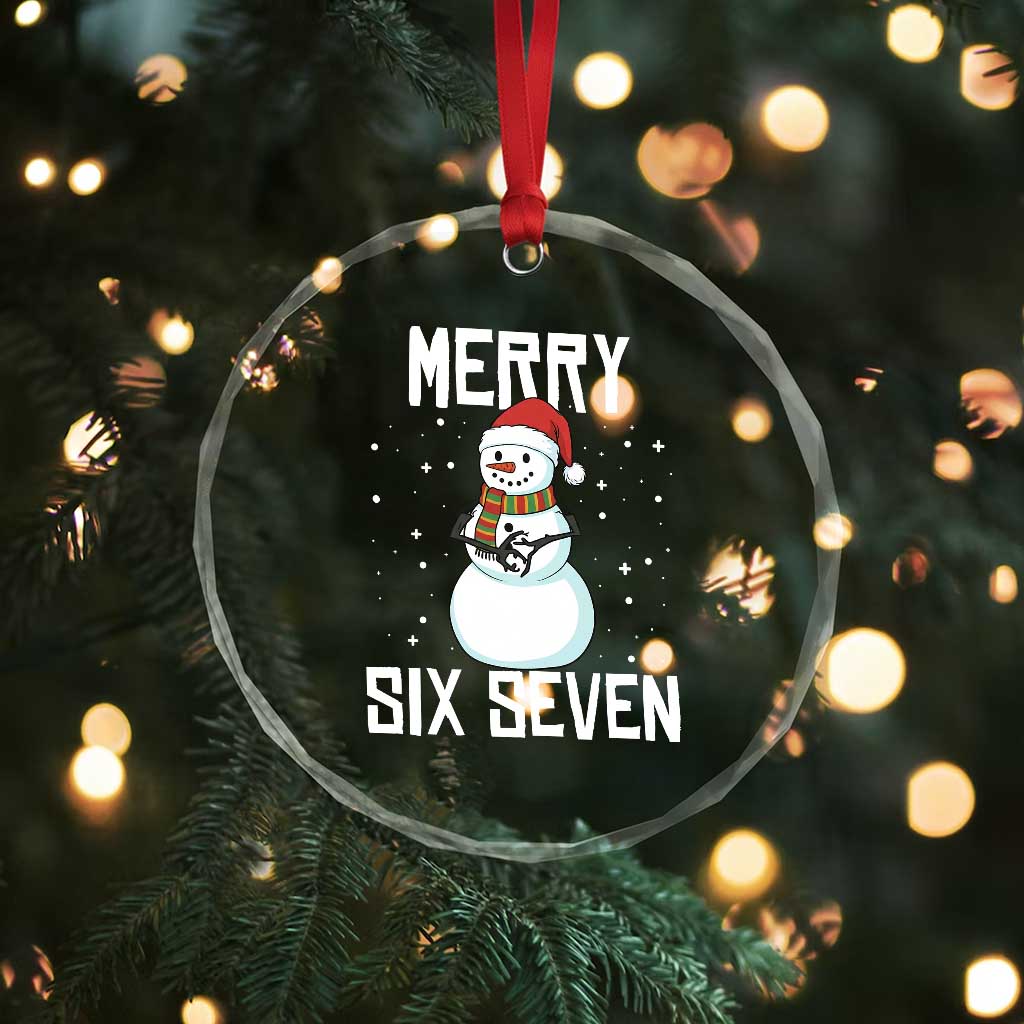 Funny Snowman Merry Six Seven Meme Crystal Glass Ornament Christmas Trending 67 Gift - Wonder Print Shop