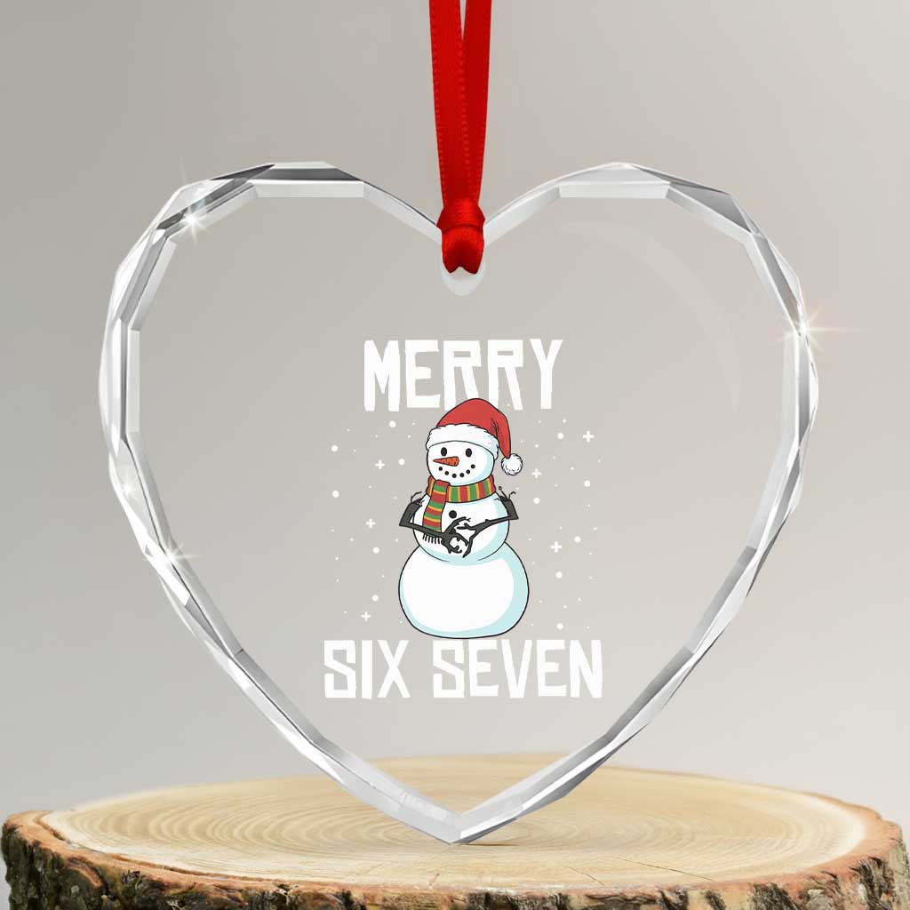Funny Snowman Merry Six Seven Meme Heart Crystal Glass Ornament Christmas Trending 67 Gift - Wonder Print Shop