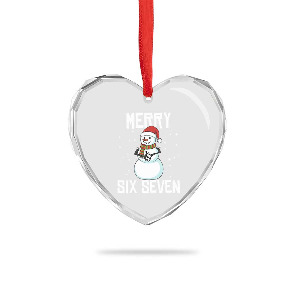 Funny Snowman Merry Six Seven Meme Heart Crystal Glass Ornament Christmas Trending 67 Gift - Wonder Print Shop