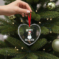 Funny Snowman Merry Six Seven Meme Heart Crystal Glass Ornament Christmas Trending 67 Gift - Wonder Print Shop