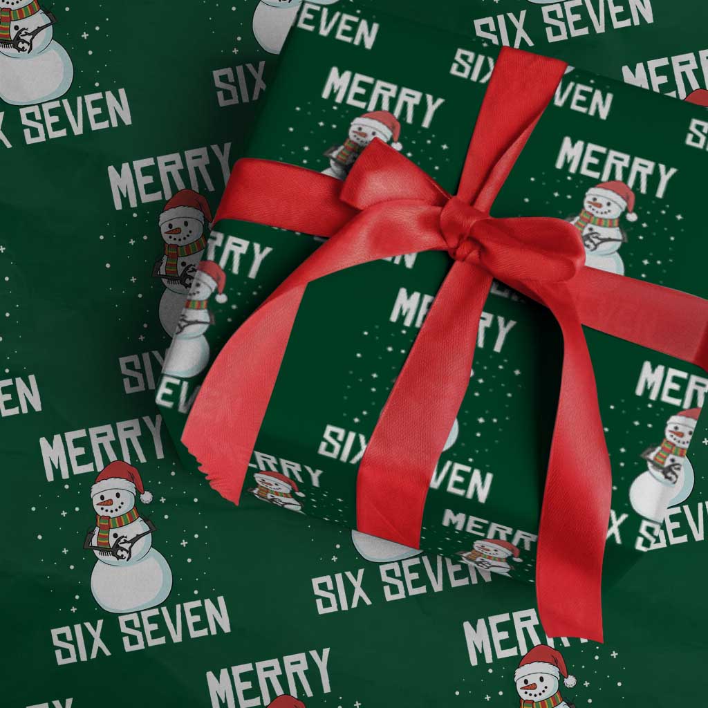 Funny Snowman Merry Six Seven Meme Wrapping Paper Roll Christmas Trending 67 Gift - Wonder Print Shop