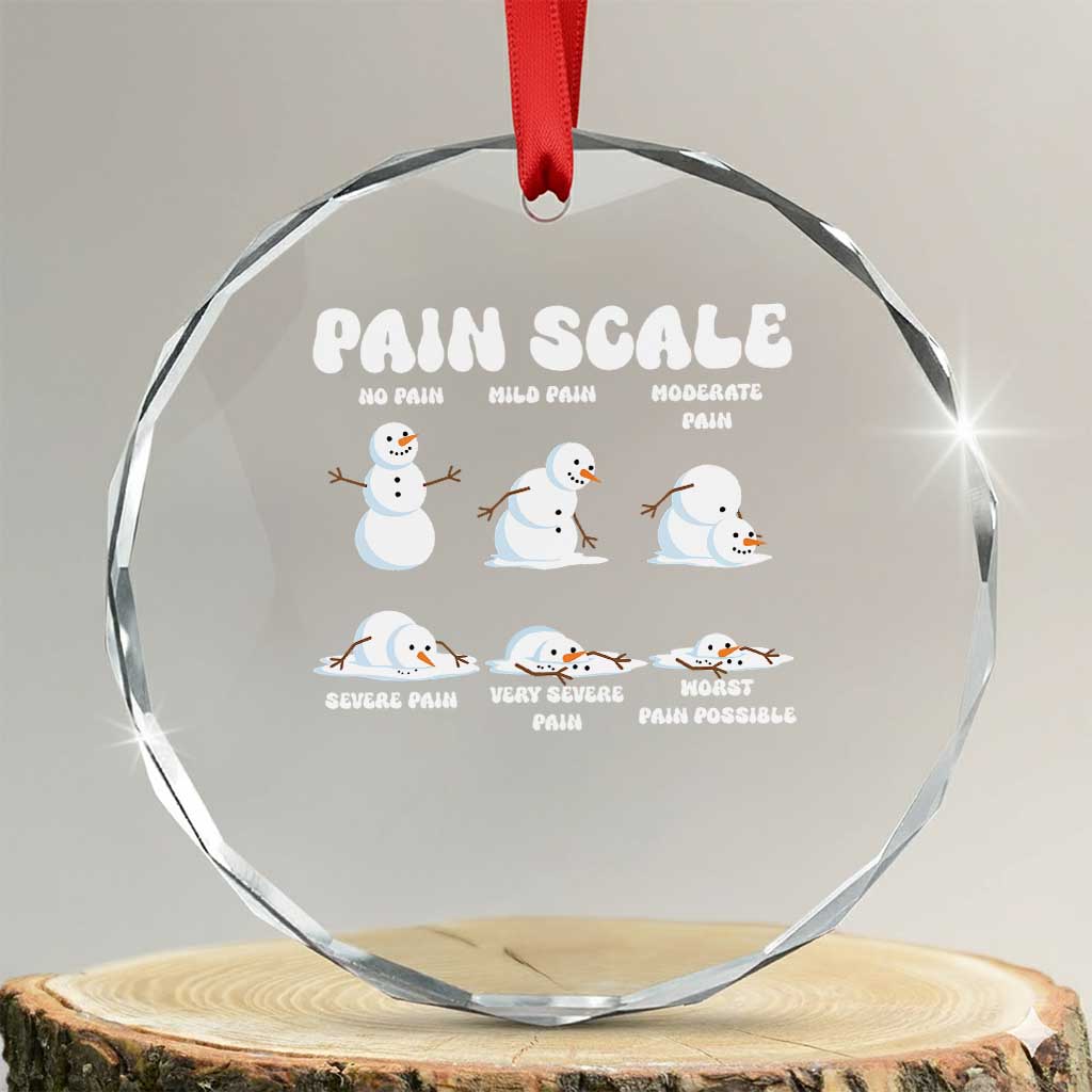 Funny Snowman Pain Scale Christmas Crystal Glass Ornament Melting Snowman Holiday Humor - Wonder Print Shop