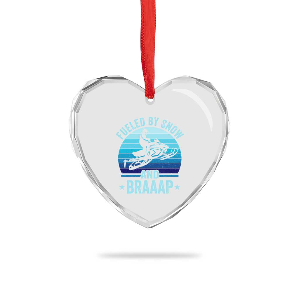 Funny Snowmobile Heart Crystal Glass Ornament Fueled By Snow And Braaap Winter Sports - Wonder Print Shop