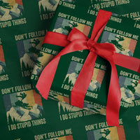 Funny Snowmobile Wrapping Paper Roll Don't Follow Me I Do Stupid Things Winter Sport - Wonder Print Shop