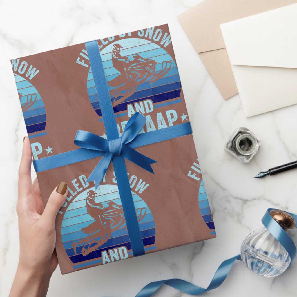 Funny Snowmobile Wrapping Paper Roll Fueled By Snow And Braaap Winter Sports - Wonder Print Shop
