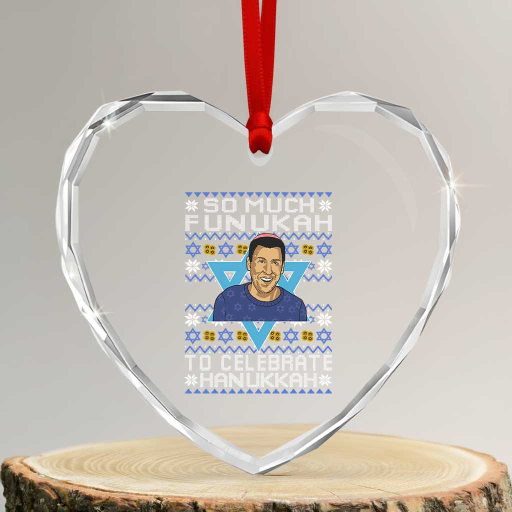 Funny So Much Funukah To Celebrate Hanukkah Sandler Heart Crystal Glass Ornament - Wonder Print Shop