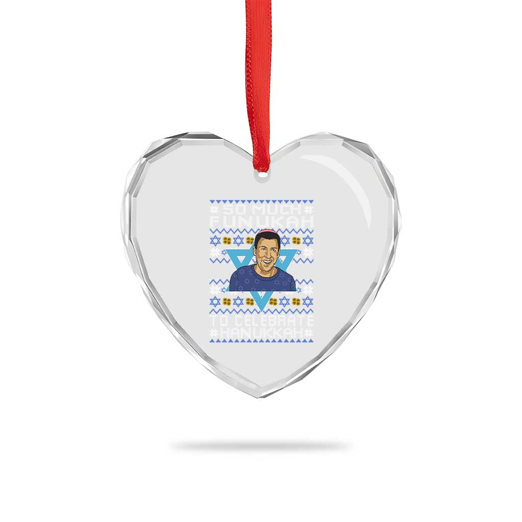 Funny So Much Funukah To Celebrate Hanukkah Sandler Heart Crystal Glass Ornament - Wonder Print Shop