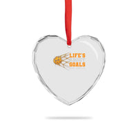 Funny Soccer Heart Crystal Glass Ornament Life Is About Goals And Assists Youth Soccer - Wonder Print Shop