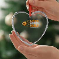 Funny Soccer Heart Crystal Glass Ornament Life Is About Goals And Assists Youth Soccer - Wonder Print Shop