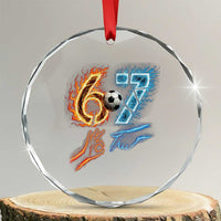 Funny Soccer Lover Crystal Glass Ornament Six Seven Meme Trending Gift