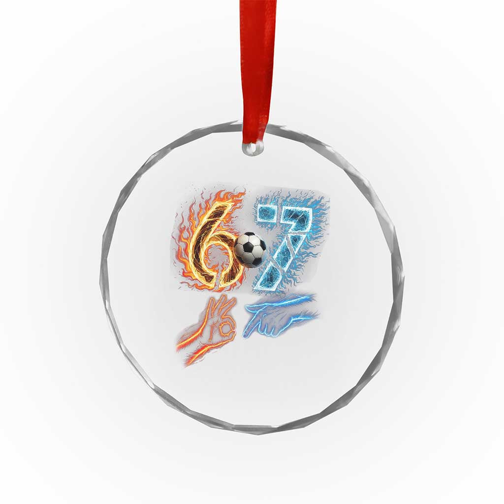 Funny Soccer Lover Crystal Glass Ornament Six Seven Meme Trending Gift