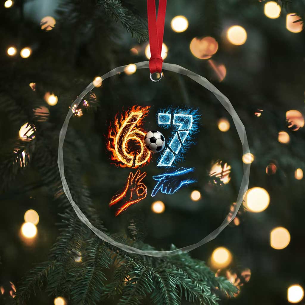 Funny Soccer Lover Crystal Glass Ornament Six Seven Meme Trending Gift