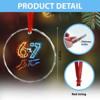 Funny Soccer Lover Crystal Glass Ornament Six Seven Meme Trending Gift