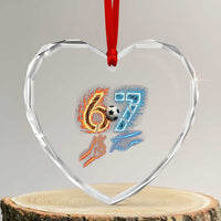 Funny Soccer Lover Heart Crystal Glass Ornament Six Seven Meme Trending Gift