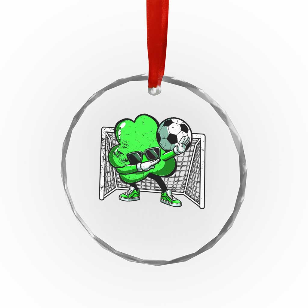 Funny Soccer Shamrock Crystal Glass Ornament Dabbing Player St. Patrick's Day - Wonder Print Shop