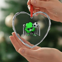 Funny Soccer Shamrock Heart Crystal Glass Ornament Dabbing Player St. Patrick's Day - Wonder Print Shop