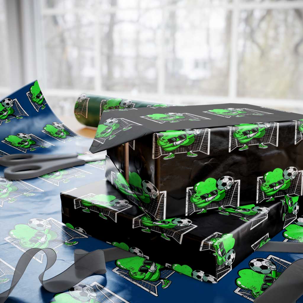 Funny Soccer Shamrock Wrapping Paper Roll Dabbing Player St. Patrick's Day - Wonder Print Shop