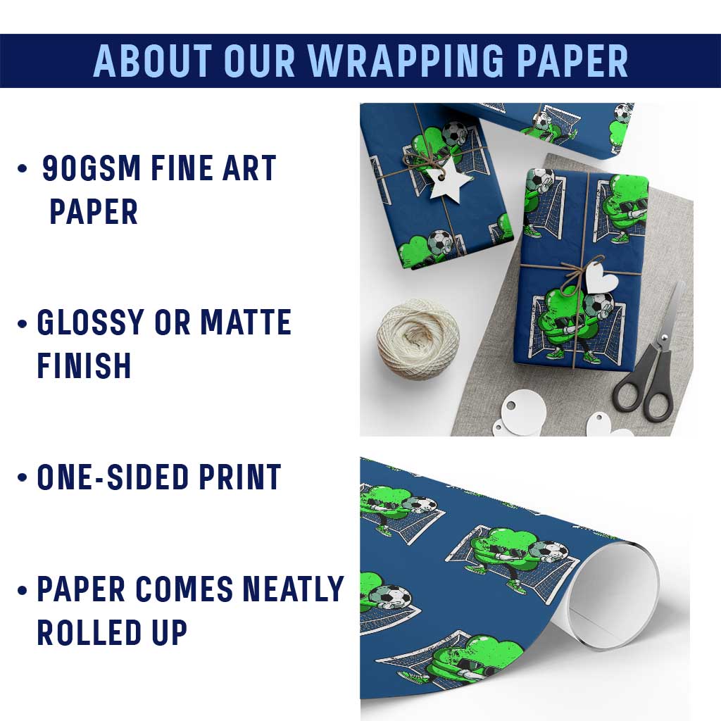 Funny Soccer Shamrock Wrapping Paper Roll Dabbing Player St. Patrick's Day - Wonder Print Shop