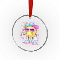 Funny Softball Drip Crystal Glass Ornament Ice Cream Sprinkles Softball Girls Kid