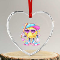 Funny Softball Drip Heart Crystal Glass Ornament Ice Cream Sprinkles Softball Girls Kid