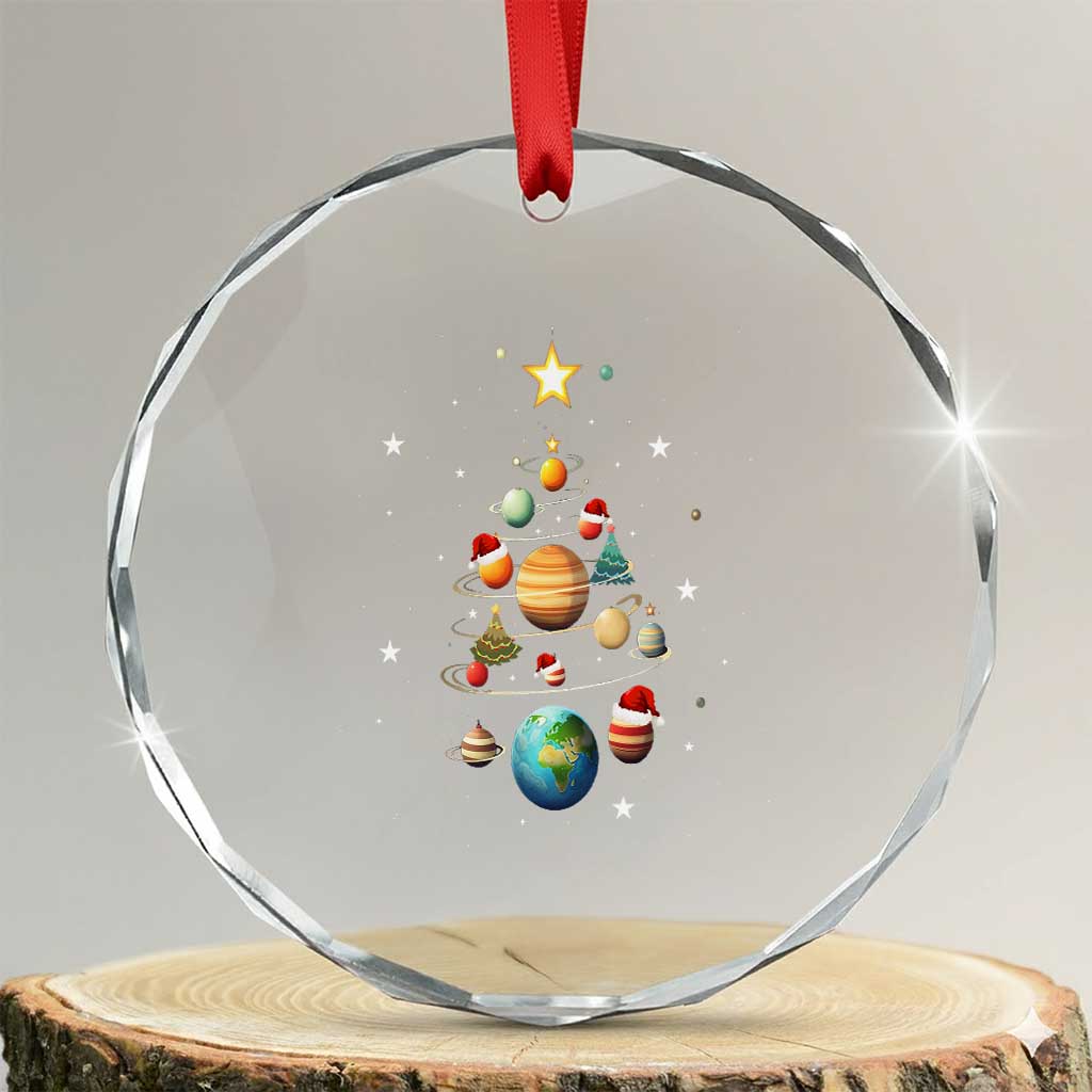 Funny Solar System Space Planets Xmas Tree Crystal Glass Ornament TS09