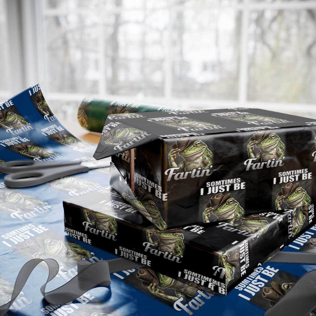 Funny Sometimes I Just Be Fartin Cowboy Frog Wrapping Paper Roll - Wonder Print Shop