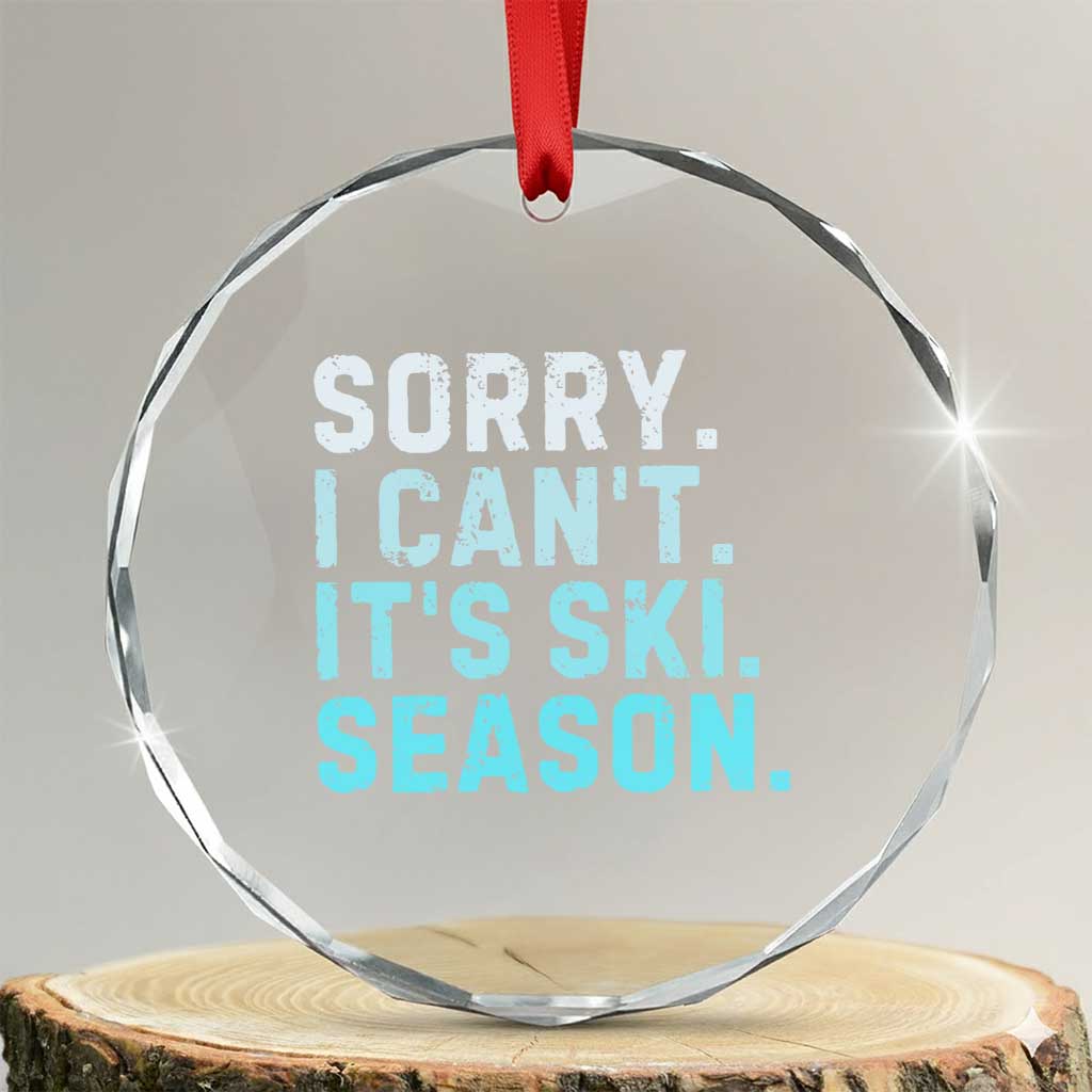 Funny Sorry I Cant It Is Ski Season Crystal Glass Ornament Winter Sports Ski Athlete - Wonder Print Shop
