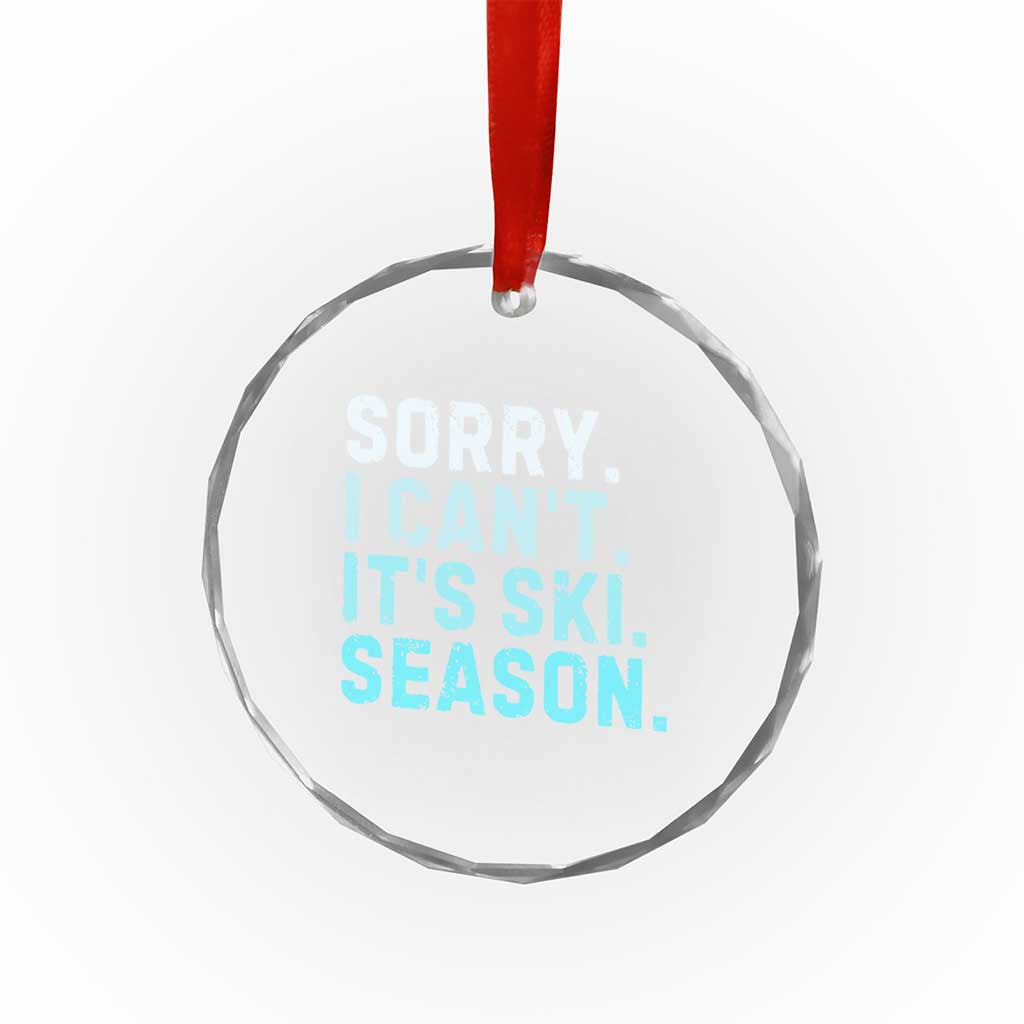 Funny Sorry I Cant It Is Ski Season Crystal Glass Ornament Winter Sports Ski Athlete - Wonder Print Shop