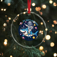 Funny Space Cat Wants Astronaut Crystal Glass Ornament Sharks Sci fi Fan Universe - Wonder Print Shop
