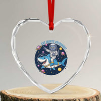Funny Space Cat Wants Astronaut Heart Crystal Glass Ornament Sharks Sci fi Fan Universe - Wonder Print Shop
