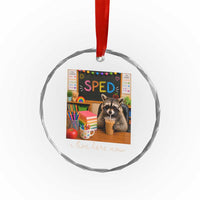 Funny SPED Raccoon Teacher Crystal Glass Ornament I Live Here Now