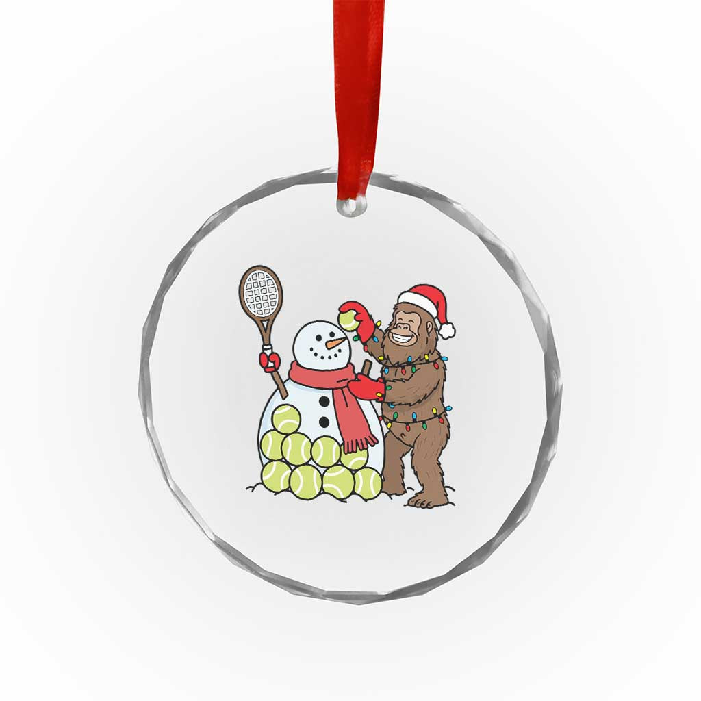 Funny Squatch Christmas Tennis Gift Crystal Glass Ornament Bigfoot Player Enthusiast - Wonder Print Shop